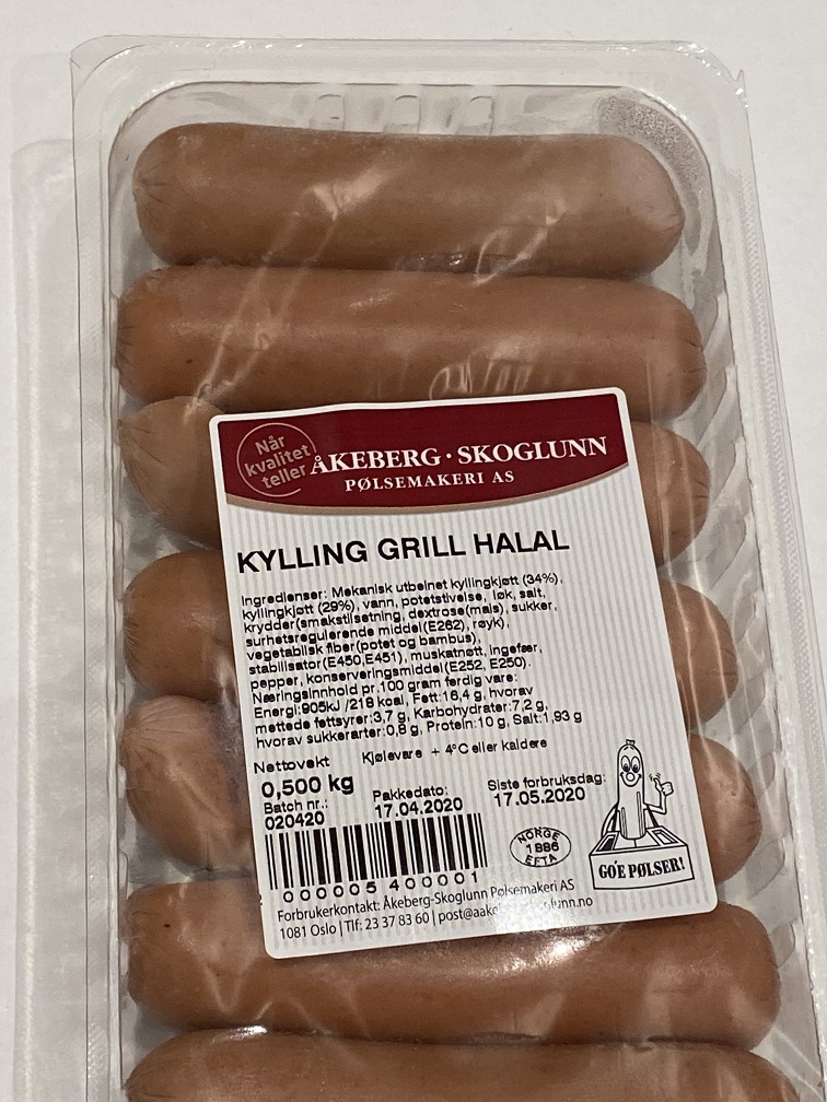 Kylling Grill Halal Pølser Åkeberg Skoglunn Pølsemakeri A/S